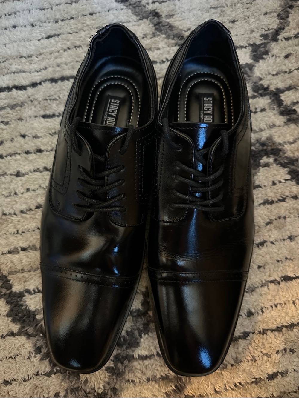 Stacy Adams Black Cap-Toe Lace-Up Oxfords